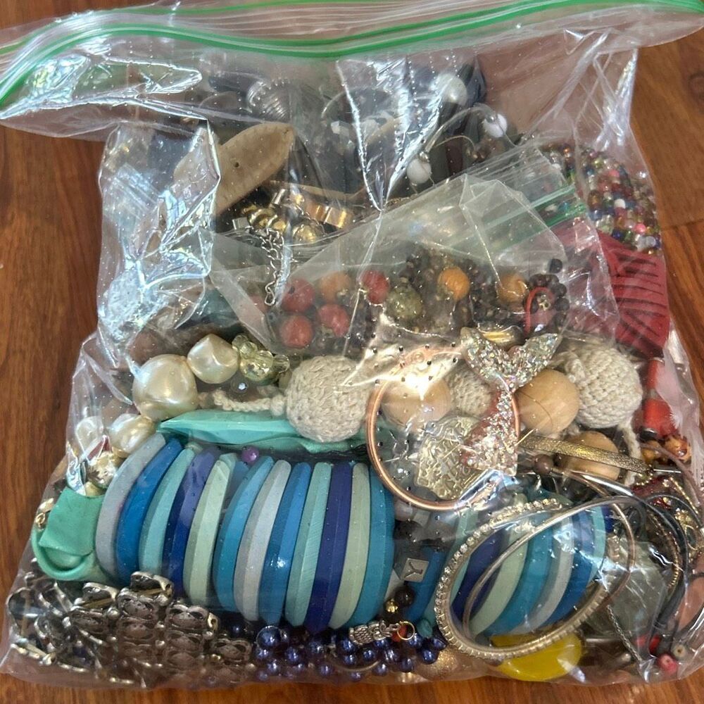 4lbs Bulk junk broken beaded for crafts arts repurposing book jewelry bags bulk